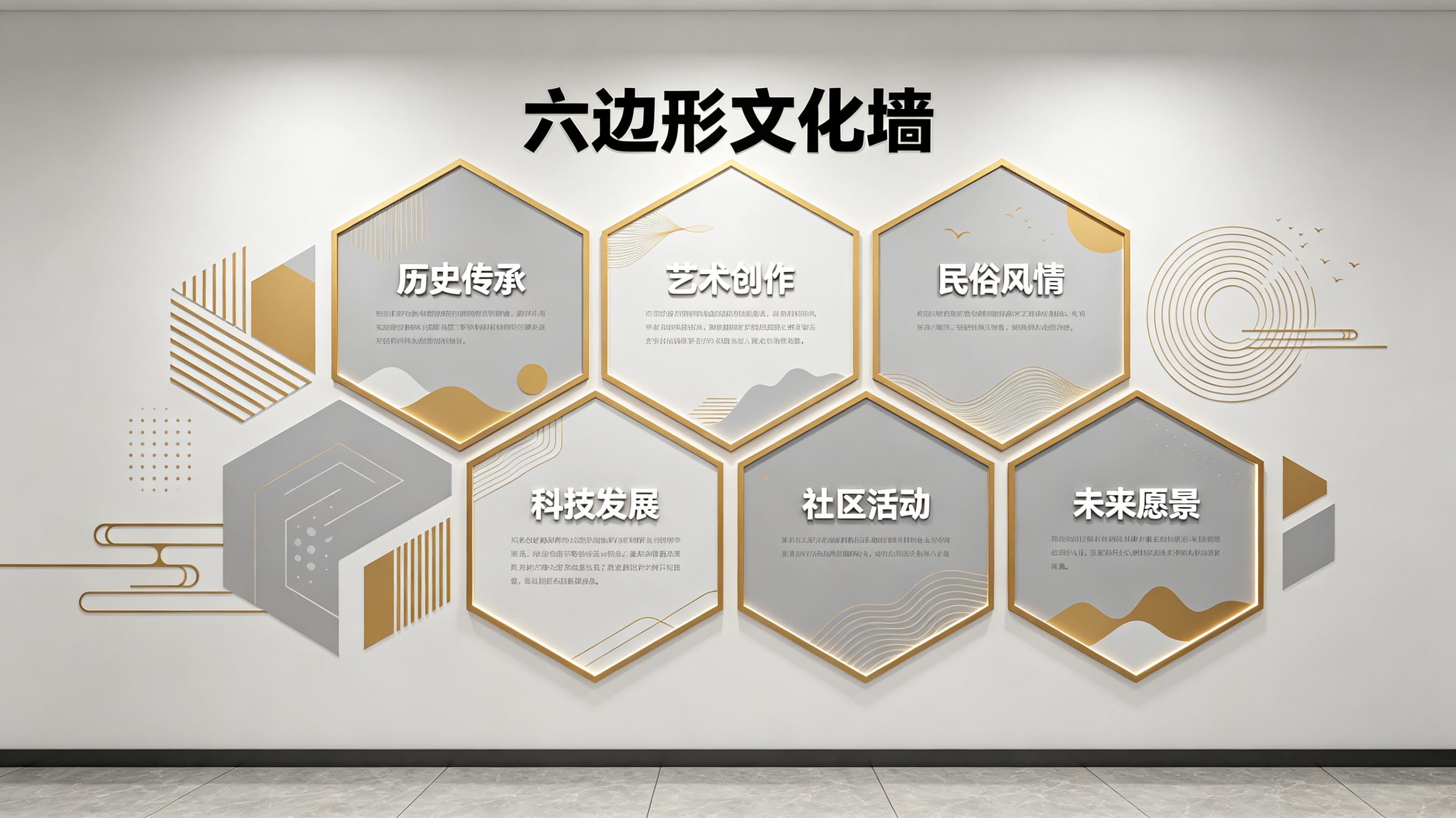 嘉鱼企业文化墙 | 六边形信息美学